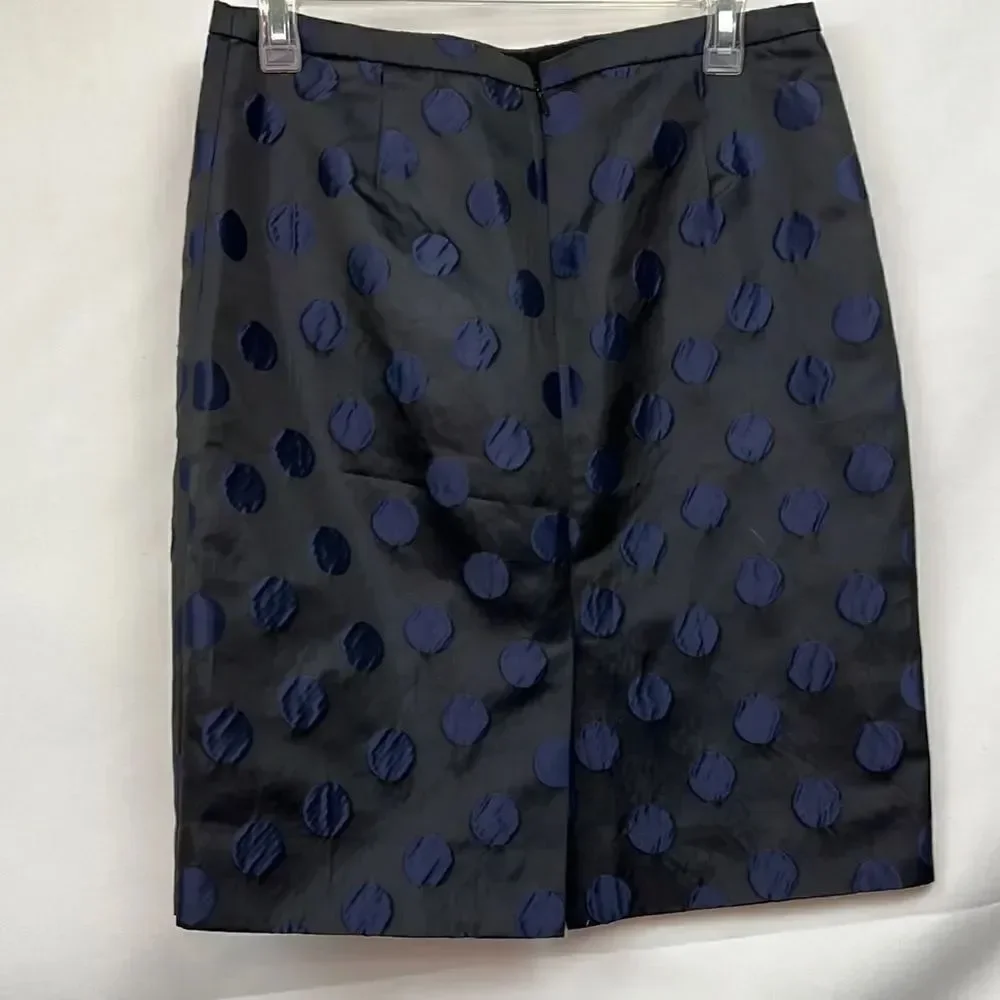 J.Crew the Pencil Skirt black with blue dots size 4 EUC